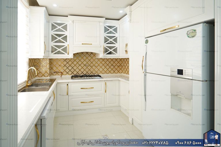 Nimarchy.com - کابینت نئوکلاسیک در آشپزخانه پروژه مهرشهر نیمارکی