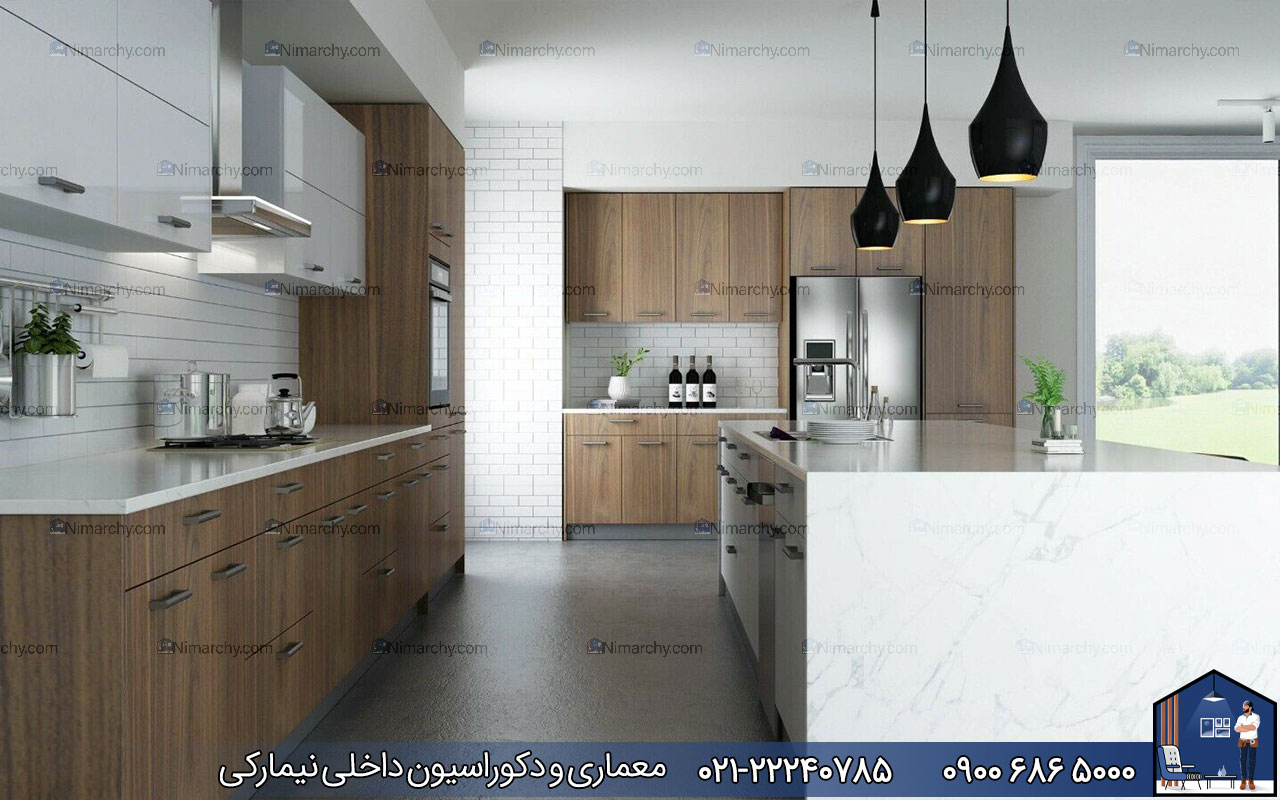 Nimarchy.com - کابنیت مدرن سفید و چوبی