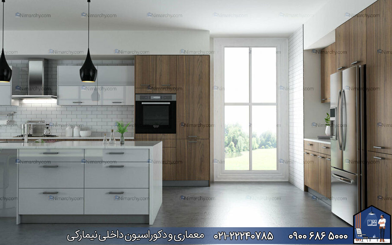 Nimarchy.com - کابنیت مدرن سفید و چوبی