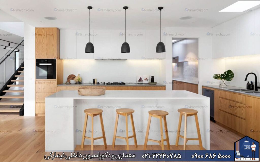 Nimarchy.com - کابنیت مدرن سفید و چوبی