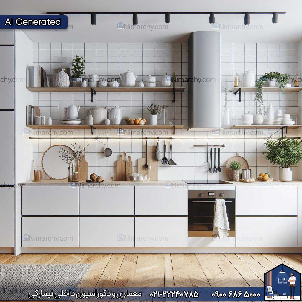 Nimarchy.com -کابینت مدرن سفید تصویر هوش مصنوعی