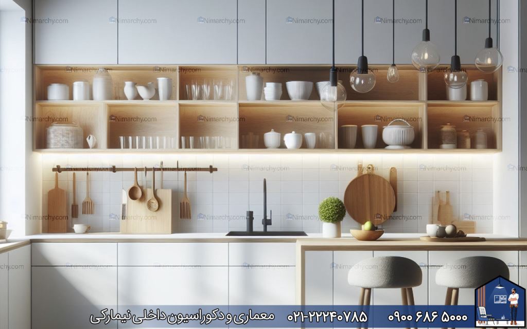 Nimarchy.com -کابینت مدرن سفید تصویر هوش مصنوعی