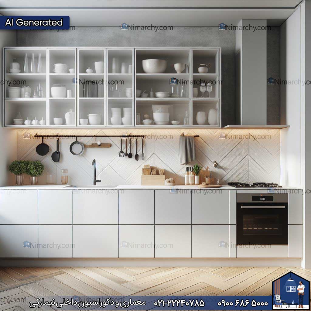 Nimarchy.com -کابینت مدرن سفید تصویر هوش مصنوعی
