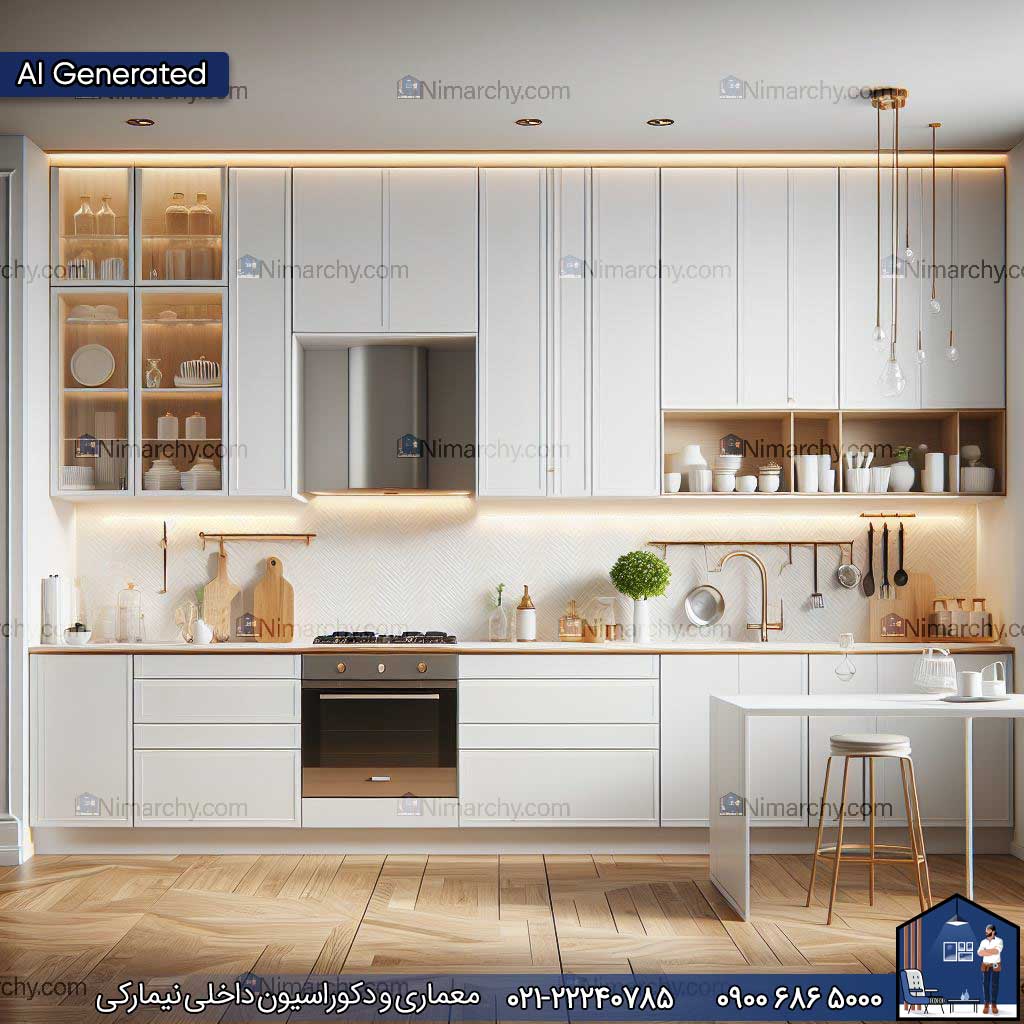 Nimarchy.com -کابینت مدرن سفید تصویر هوش مصنوعی
