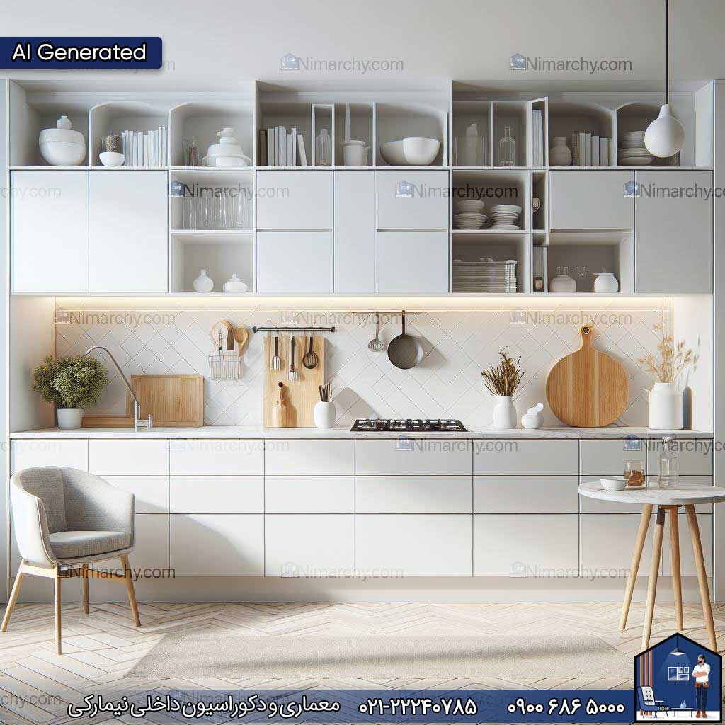 Nimarchy.com -کابینت مدرن سفید تصویر هوش مصنوعی