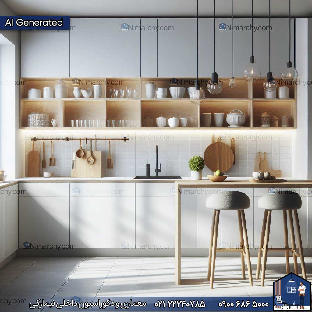 Nimarchy.com -کابینت مدرن سفید تصویر هوش مصنوعی