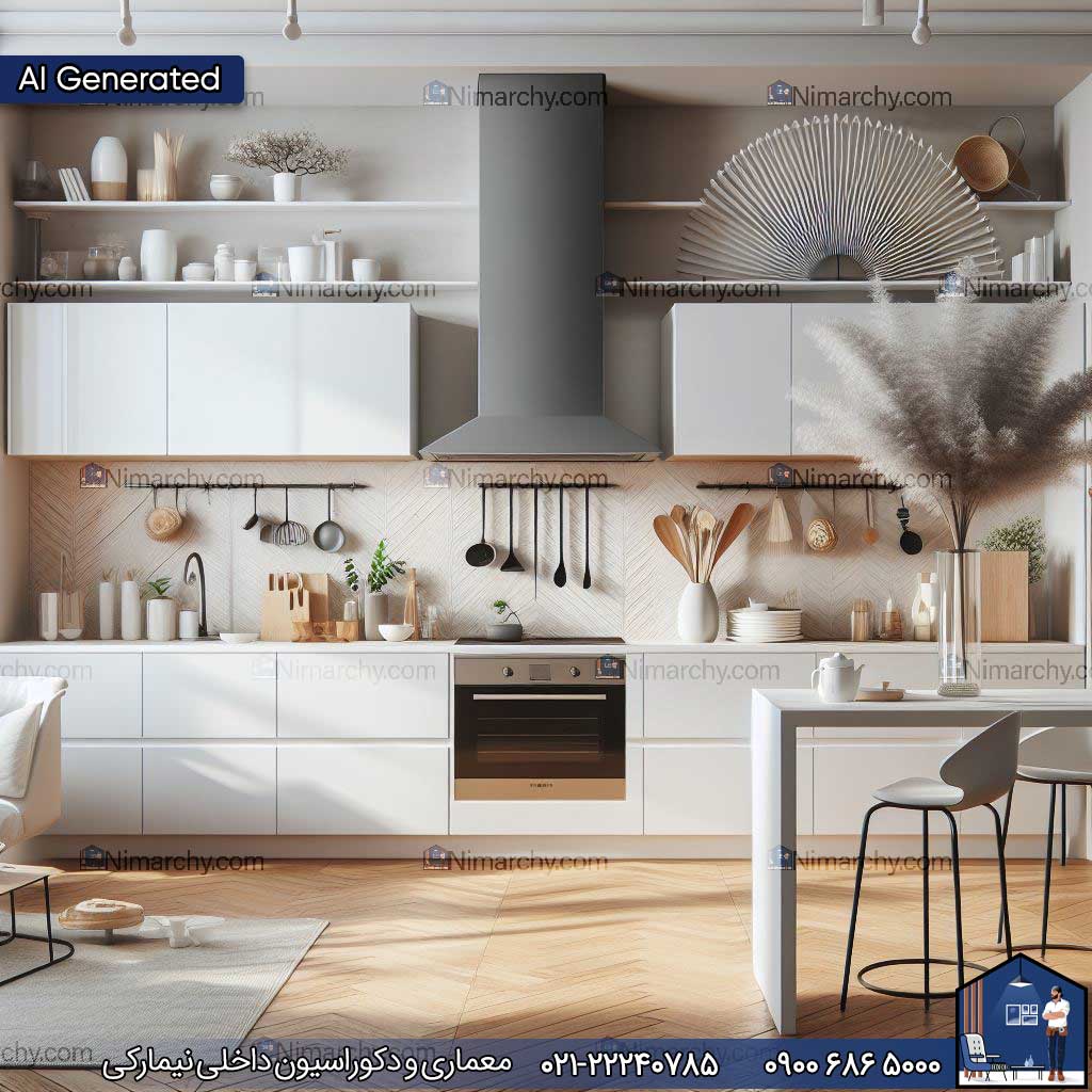 Nimarchy.com -کابینت مدرن سفید تصویر هوش مصنوعی