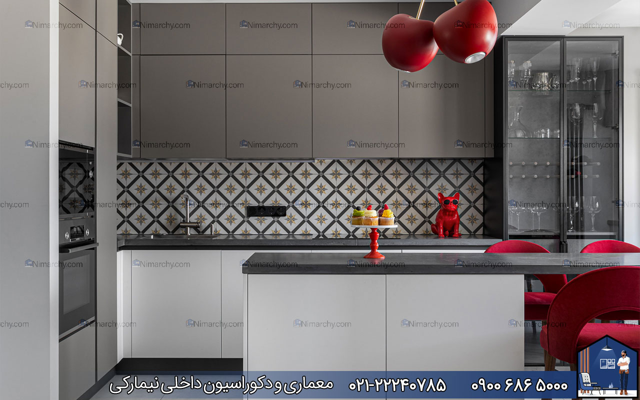 Nimarchy.com - کابینت مدرن سفید طوسی