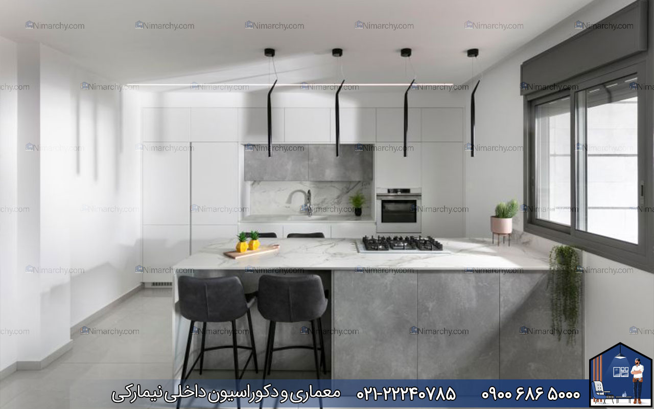 Nimarchy.com - کابینت مدرن سفید طوسی