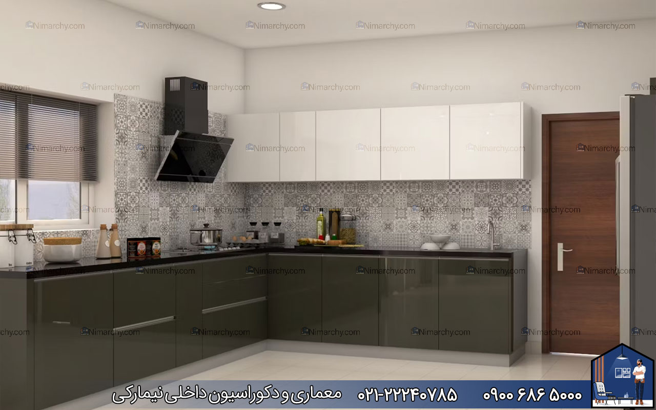 Nimarchy.com - کابینت مدرن سفید طوسی