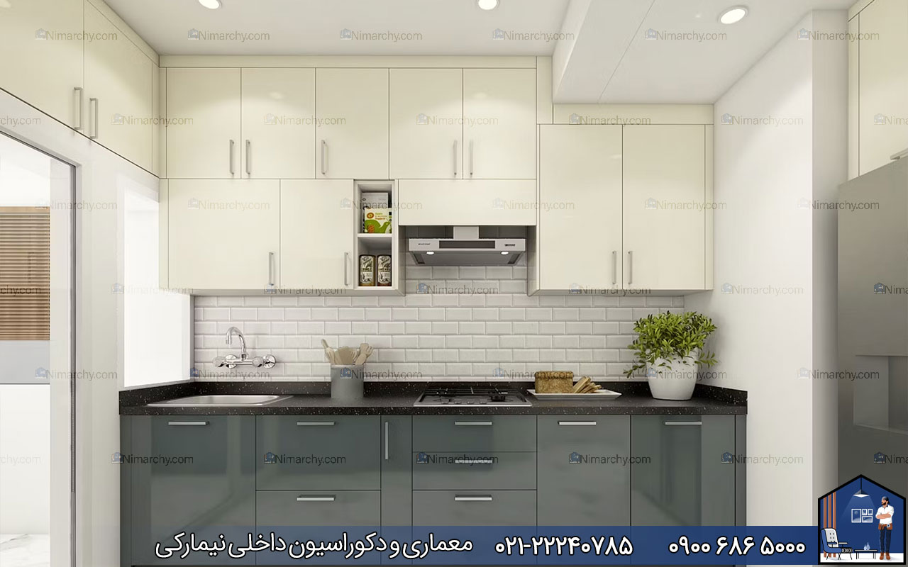 Nimarchy.com - کابینت مدرن سفید طوسی
