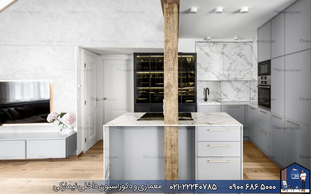Nimarchy.com - کابینت مدرن سفید طوسی