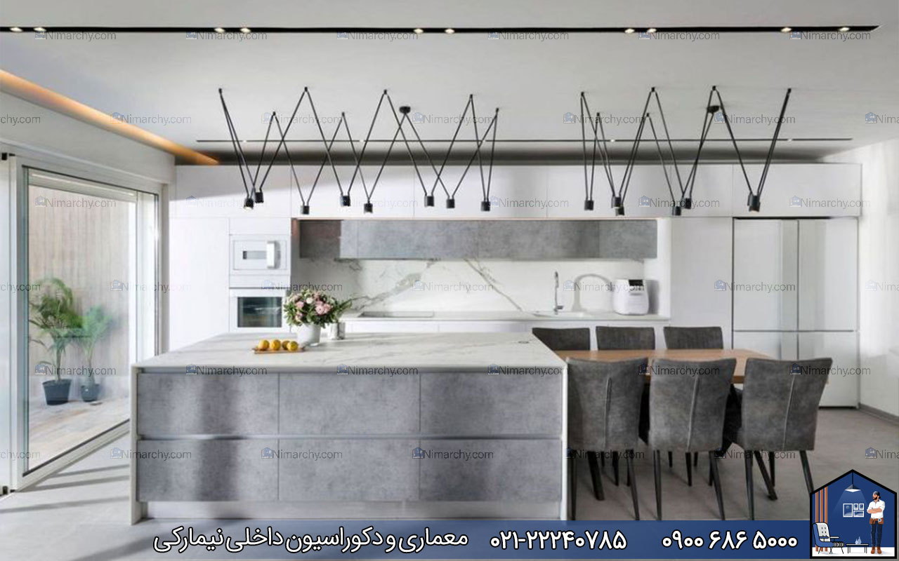 Nimarchy.com - کابینت مدرن سفید طوسی