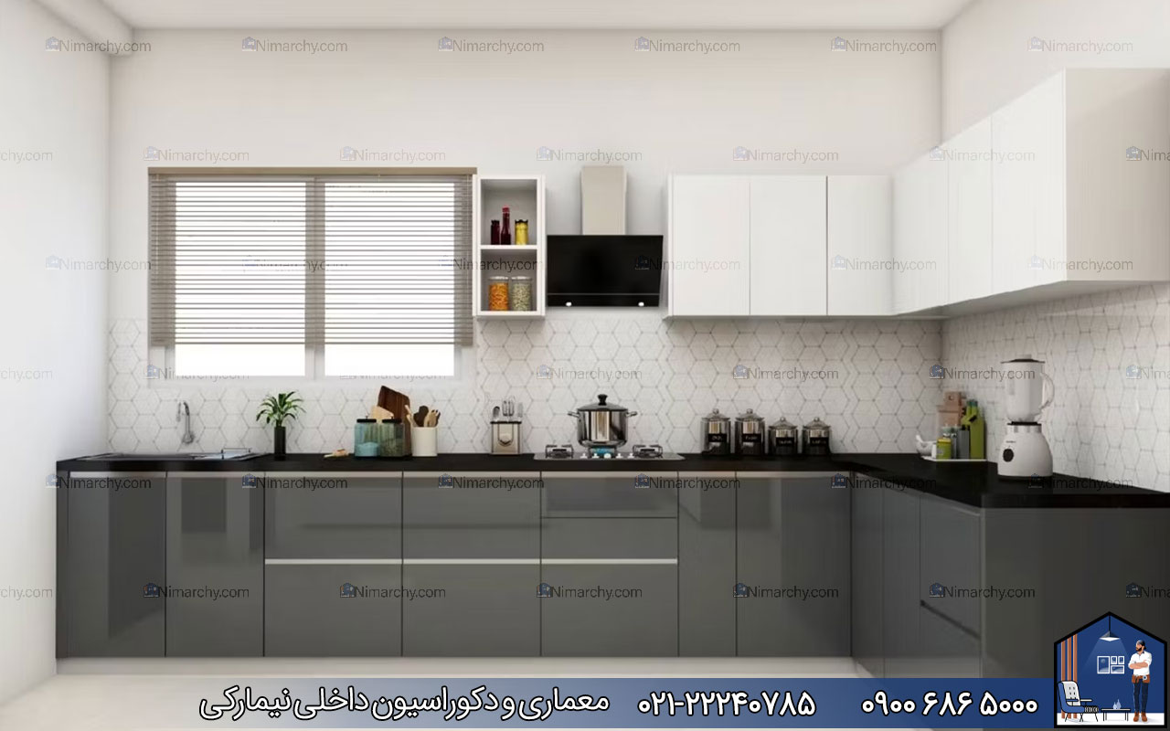 Nimarchy.com - کابینت مدرن سفید طوسی