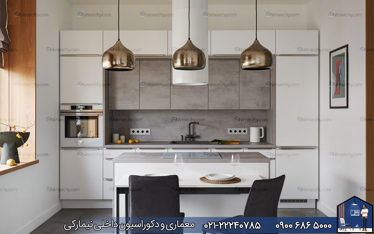 Nimarchy.com - کابینت مدرن سفید طوسی