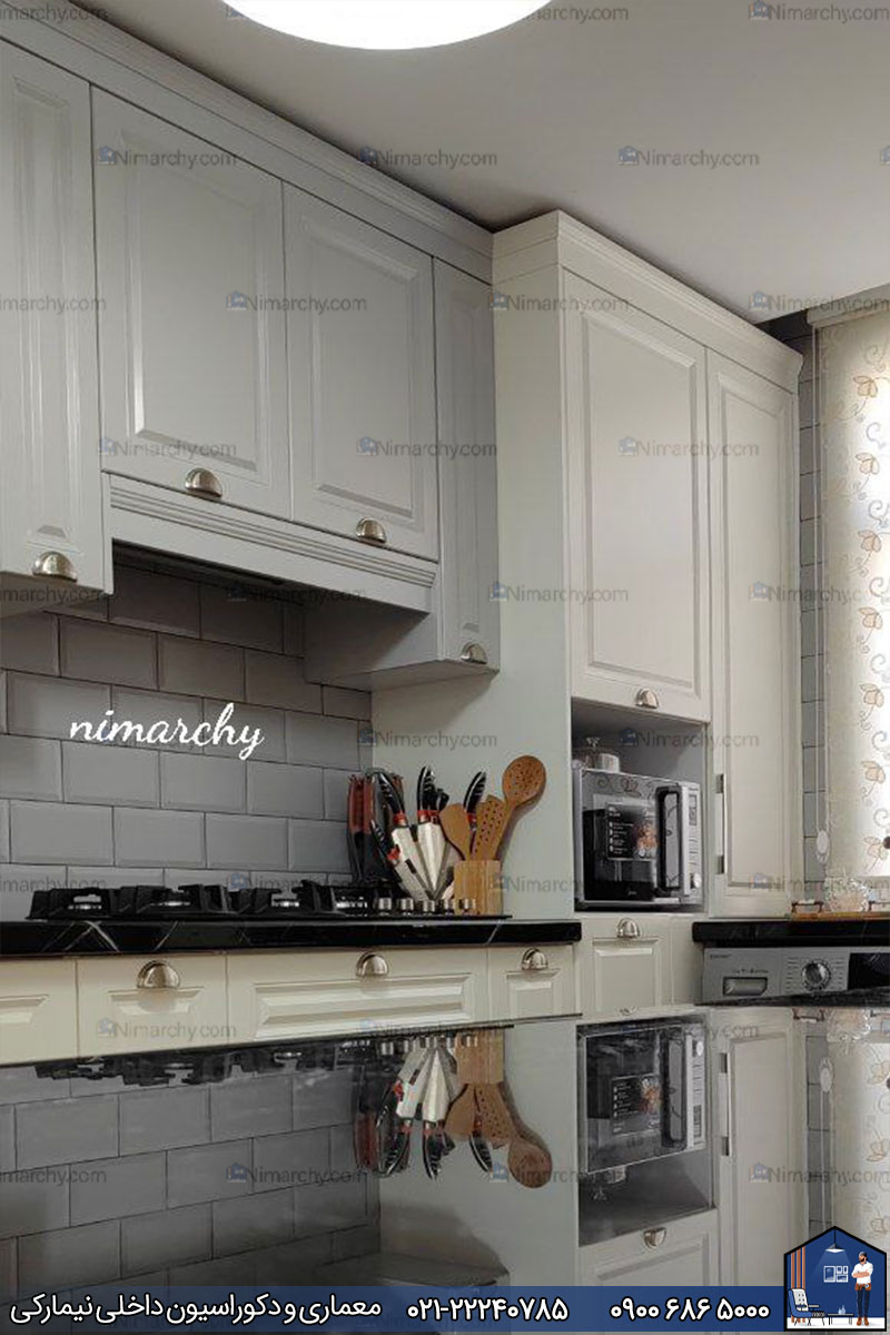 Nimarchy.com - کابینت آشپزخانه کوچک از طراحی سه بعدی تا اجرا