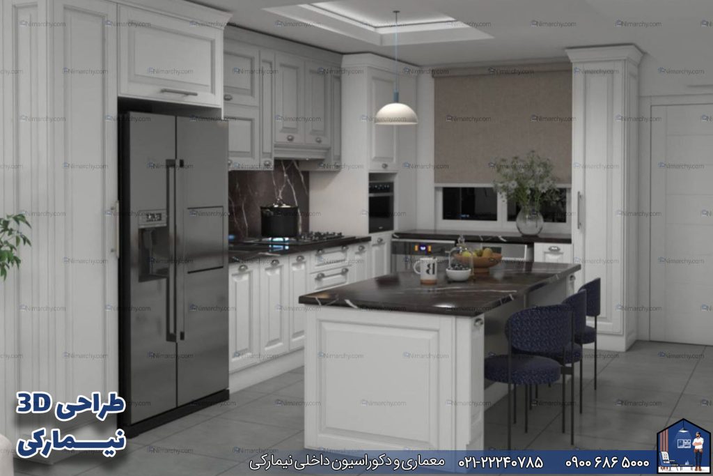 Nimarchy.com - کابینت آشپزخانه کوچک از طراحی سه بعدی تا اجرا
