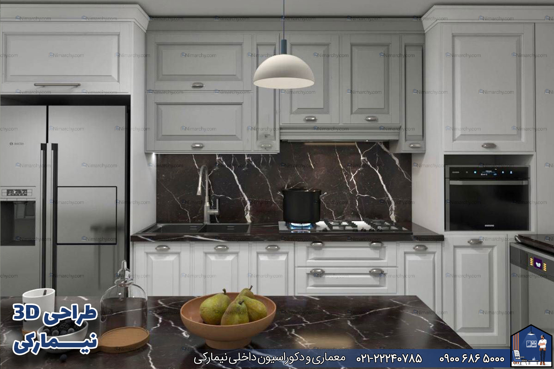 Nimarchy.com - کابینت آشپزخانه کوچک از طراحی سه بعدی تا اجرا
