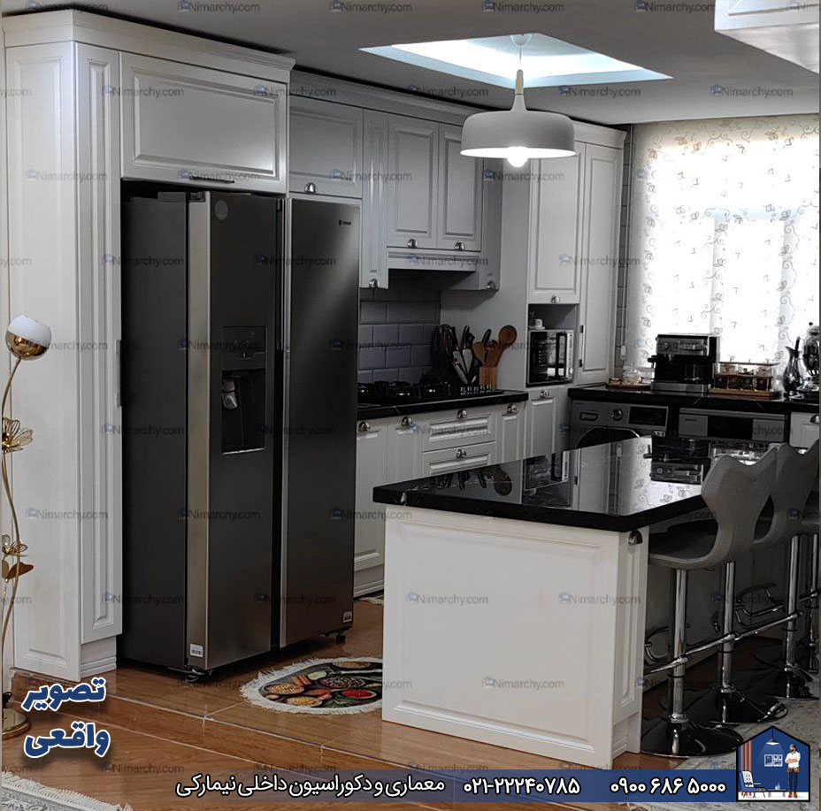 Nimarchy.com - کابینت آشپزخانه کوچک از طراحی سه بعدی تا اجرا