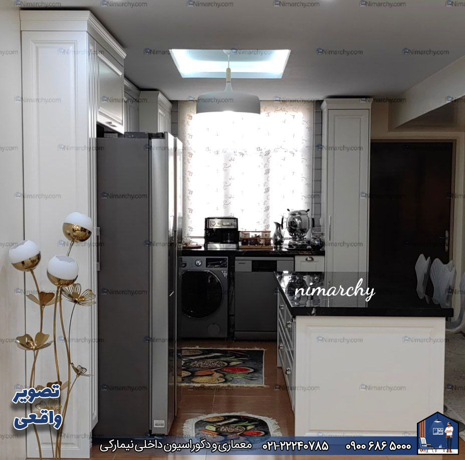 Nimarchy.com - کابینت آشپزخانه کوچک از طراحی سه بعدی تا اجرا
