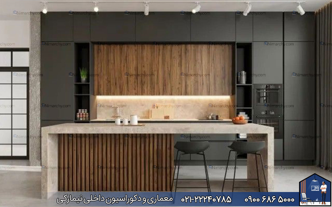 Nimarchy.com - ترکیب رنگ طوسی و قهوه ای در دکوراسیون