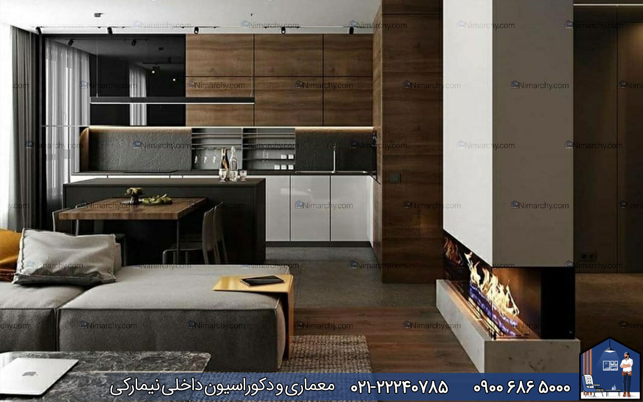 Nimarchy.com - ترکیب رنگ طوسی و قهوه ای در دکوراسیون