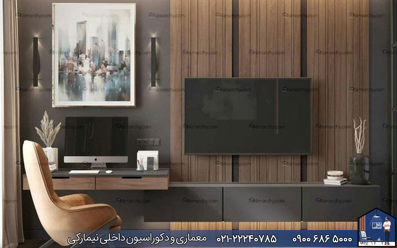 Nimarchy.com - ترکیب رنگ طوسی و قهوه ای در دکوراسیون