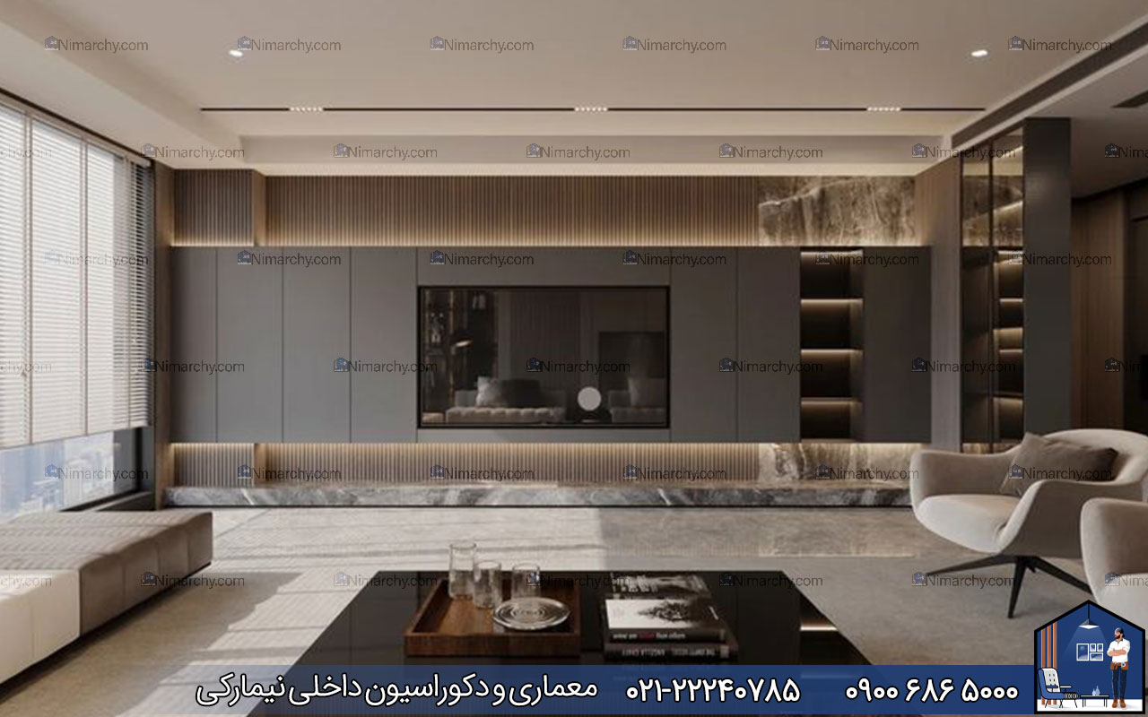 Nimarchy.com - ترکیب رنگ طوسی و قهوه ای در دکوراسیون