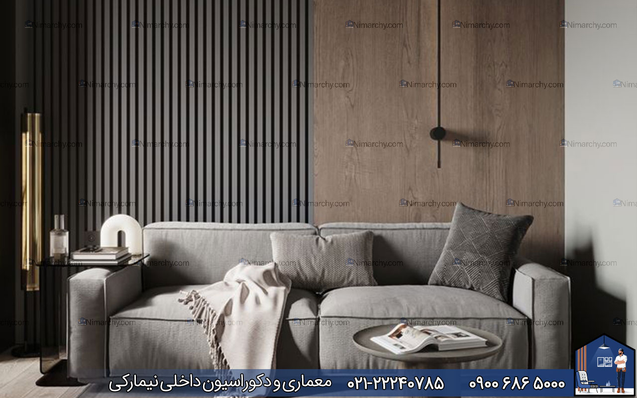 Nimarchy.com - ترکیب رنگ طوسی و قهوه ای در دکوراسیون