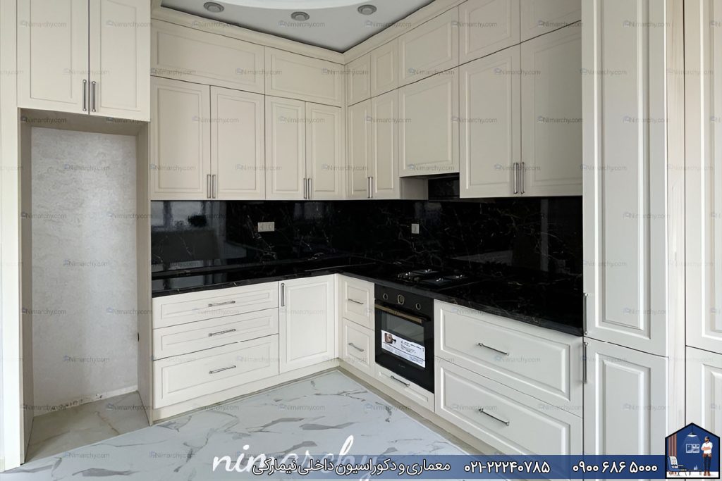 Nimarchy.com - کابینت آشپزخانه پلی اورتان کرم روشن