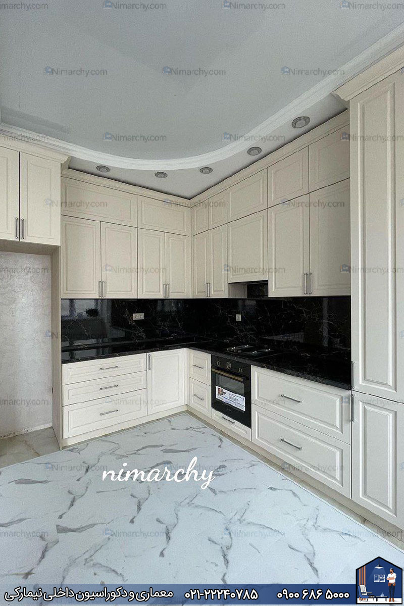 Nimarchy.com - کابینت آشپزخانه پلی اورتان کرم روشن