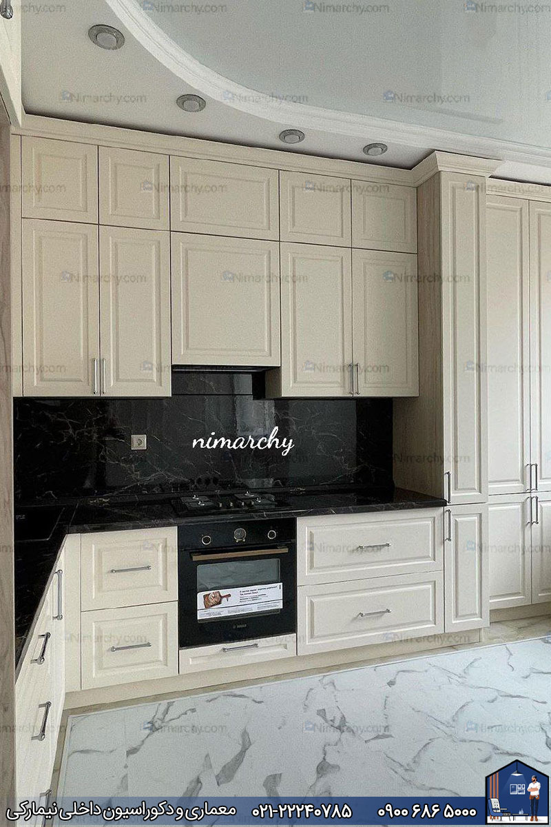 Nimarchy.com - کابینت آشپزخانه پلی اورتان کرم روشن