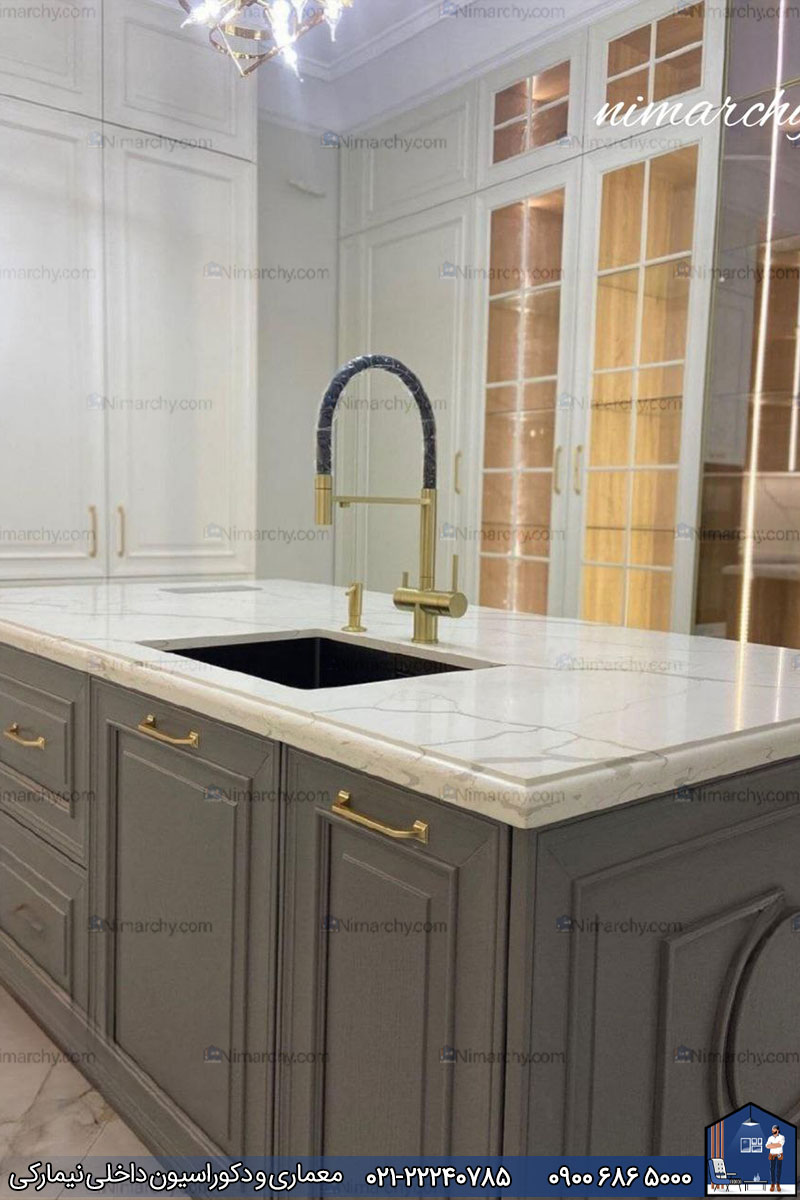 Nimarchy.com - کابینت آشپزخانه نئوکلاسیک پروژه نیمارکی در شهربابک