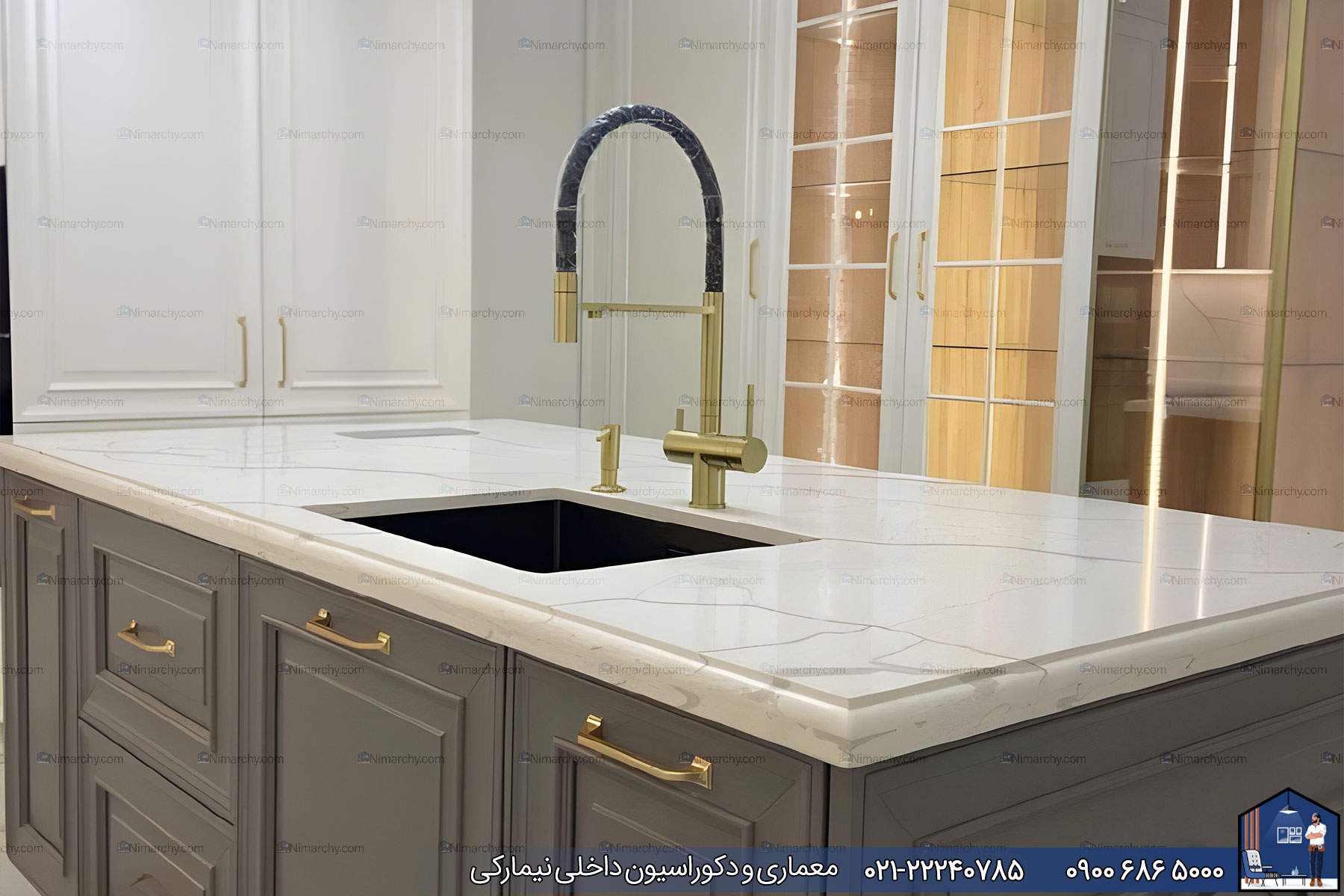 Nimarchy.com - کابینت آشپزخانه نئوکلاسیک پروژه نیمارکی در شهربابک