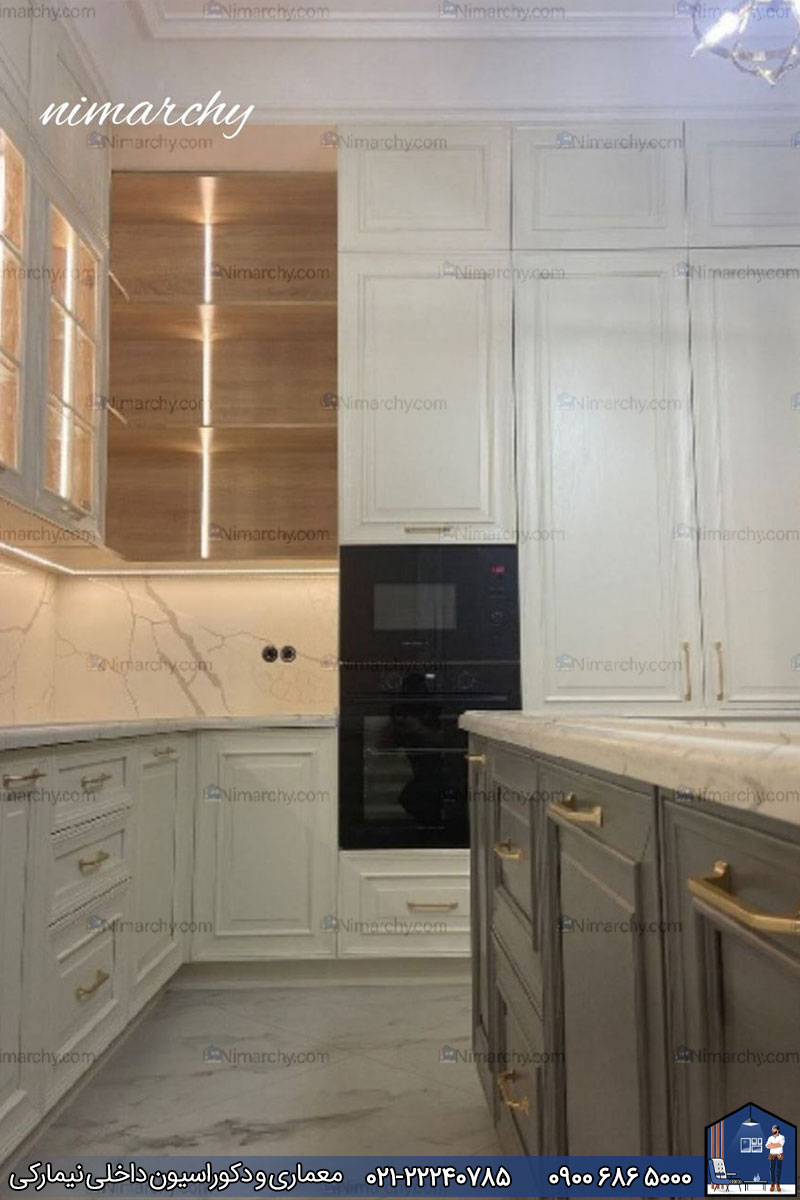 Nimarchy.com - کابینت آشپزخانه نئوکلاسیک پروژه نیمارکی در شهربابک