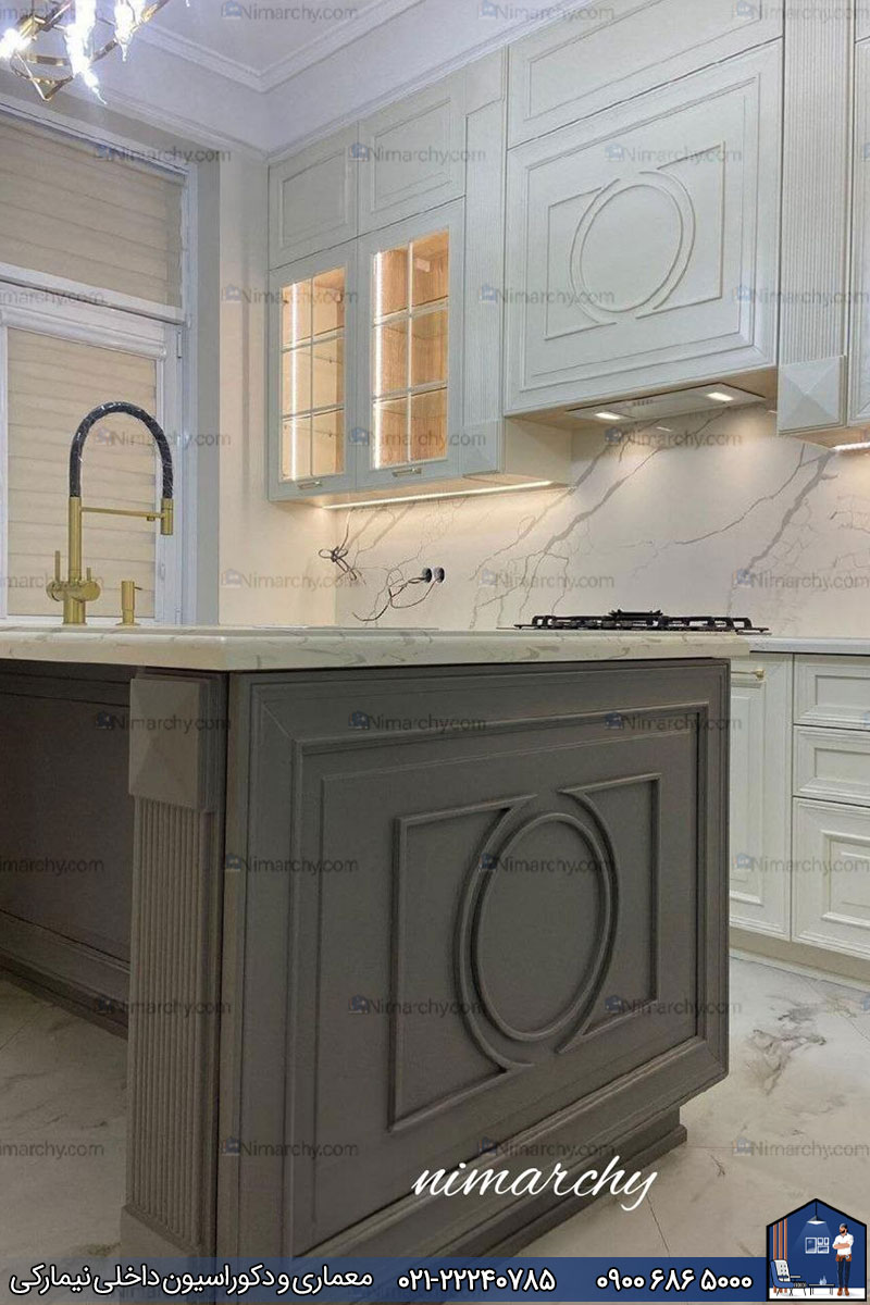 Nimarchy.com - کابینت آشپزخانه نئوکلاسیک پروژه نیمارکی در شهربابک