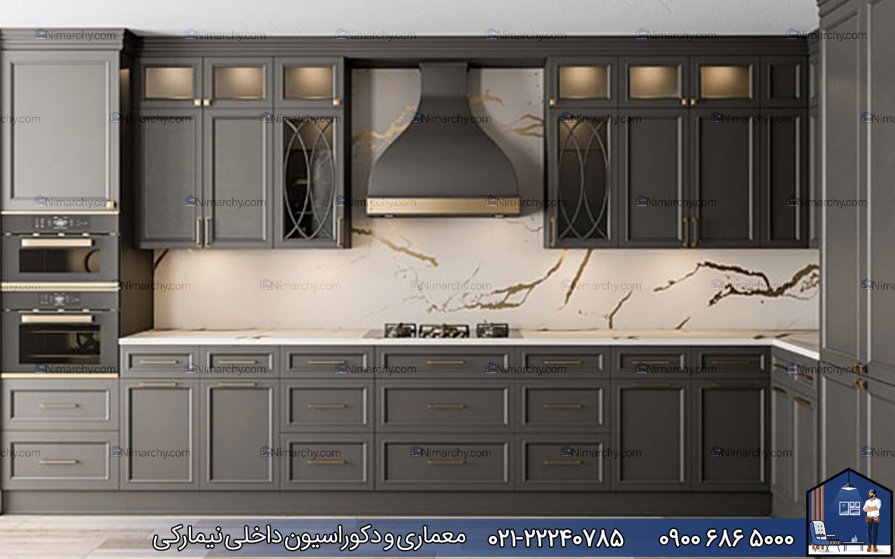 Nimarchy.com - کابینت نئوکلاسیک طوسی