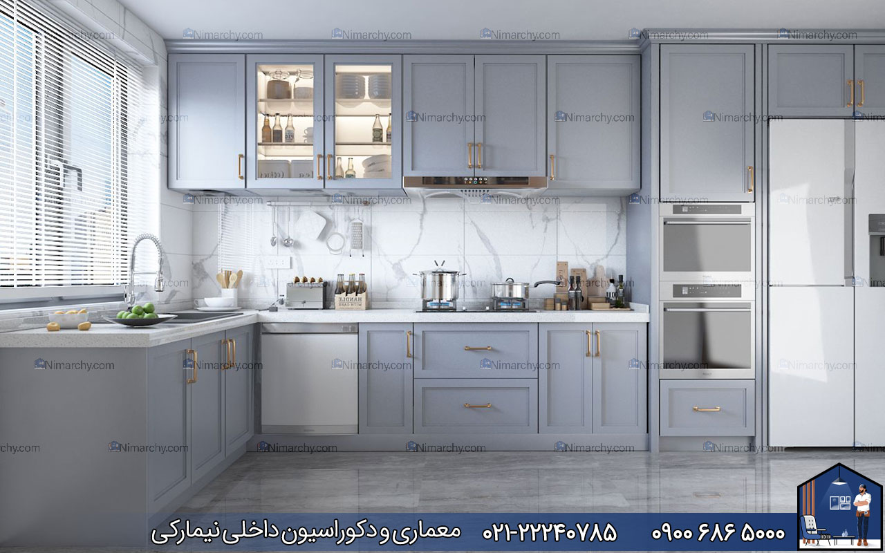 Nimarchy.com - کابینت نئوکلاسیک طوسی