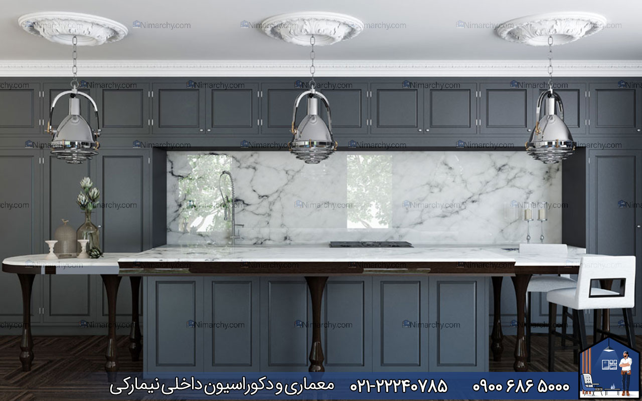 Nimarchy.com - کابینت نئوکلاسیک طوسی