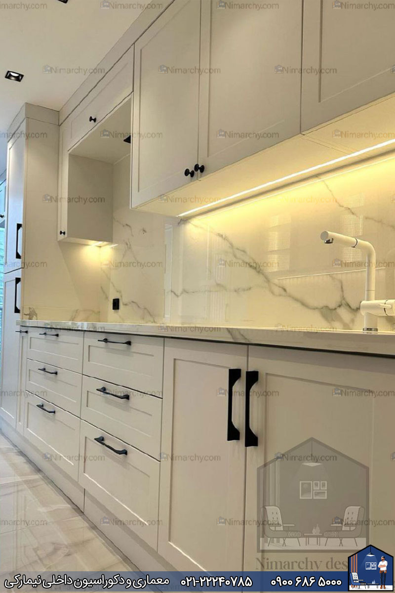 Nimarchy.com - کابینت آشپزخانه واناچای با رنگ پلی اورتان پروژه میرداماد