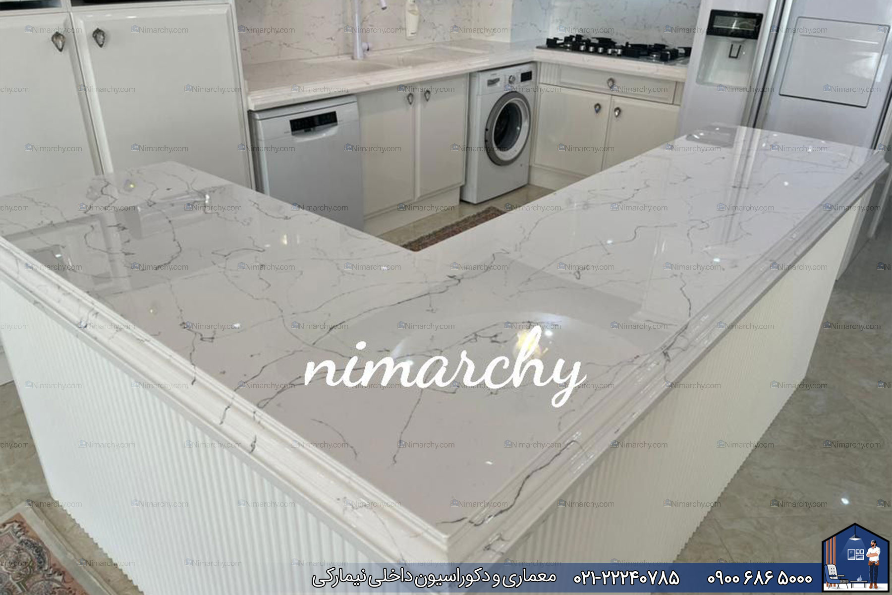 Nimarchy.com - کابینت آشپزخانه پولیشی و سنگ کورین پروژه دولت