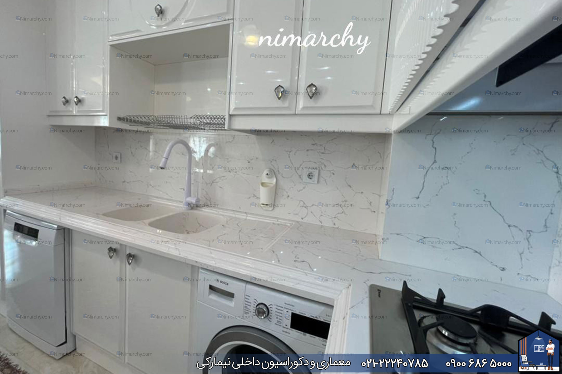 Nimarchy.com - کابینت آشپزخانه پولیشی و سنگ کورین پروژه دولت