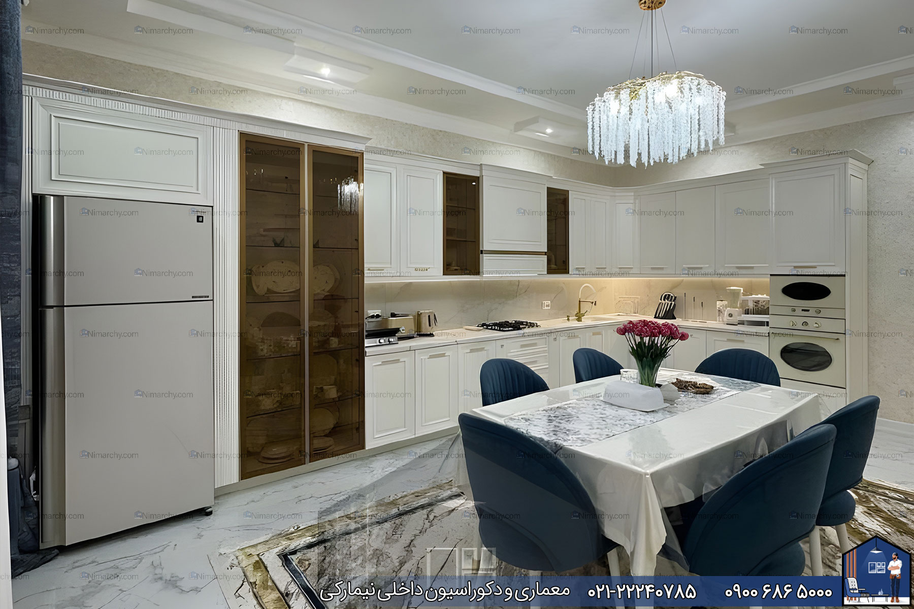 Nimarchy.com - کابینت نئوکلاسیک آشپزخانه پروژه عباس آباد