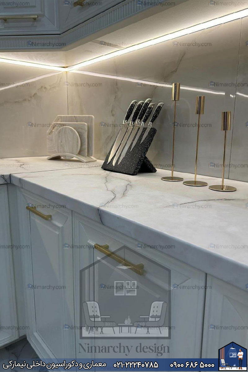Nimarchy.com - کابینت نئوکلاسیک آشپزخانه پروژه عباس آباد