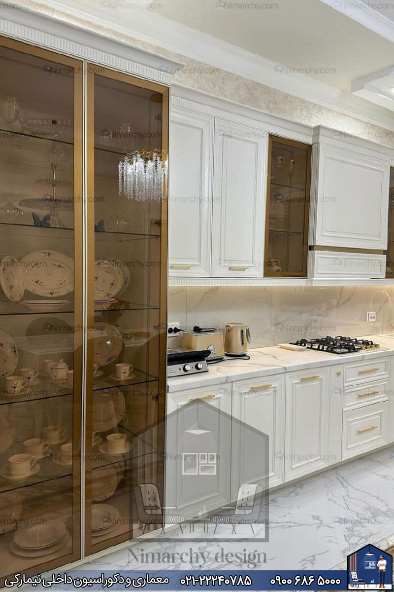 Nimarchy.com - کابینت نئوکلاسیک آشپزخانه پروژه عباس آباد