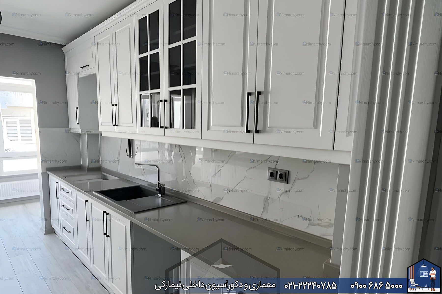 Nimarchy.com - کابینت آشپزخانه نئوکلاسیک سوپرمات پروژه ستارخان