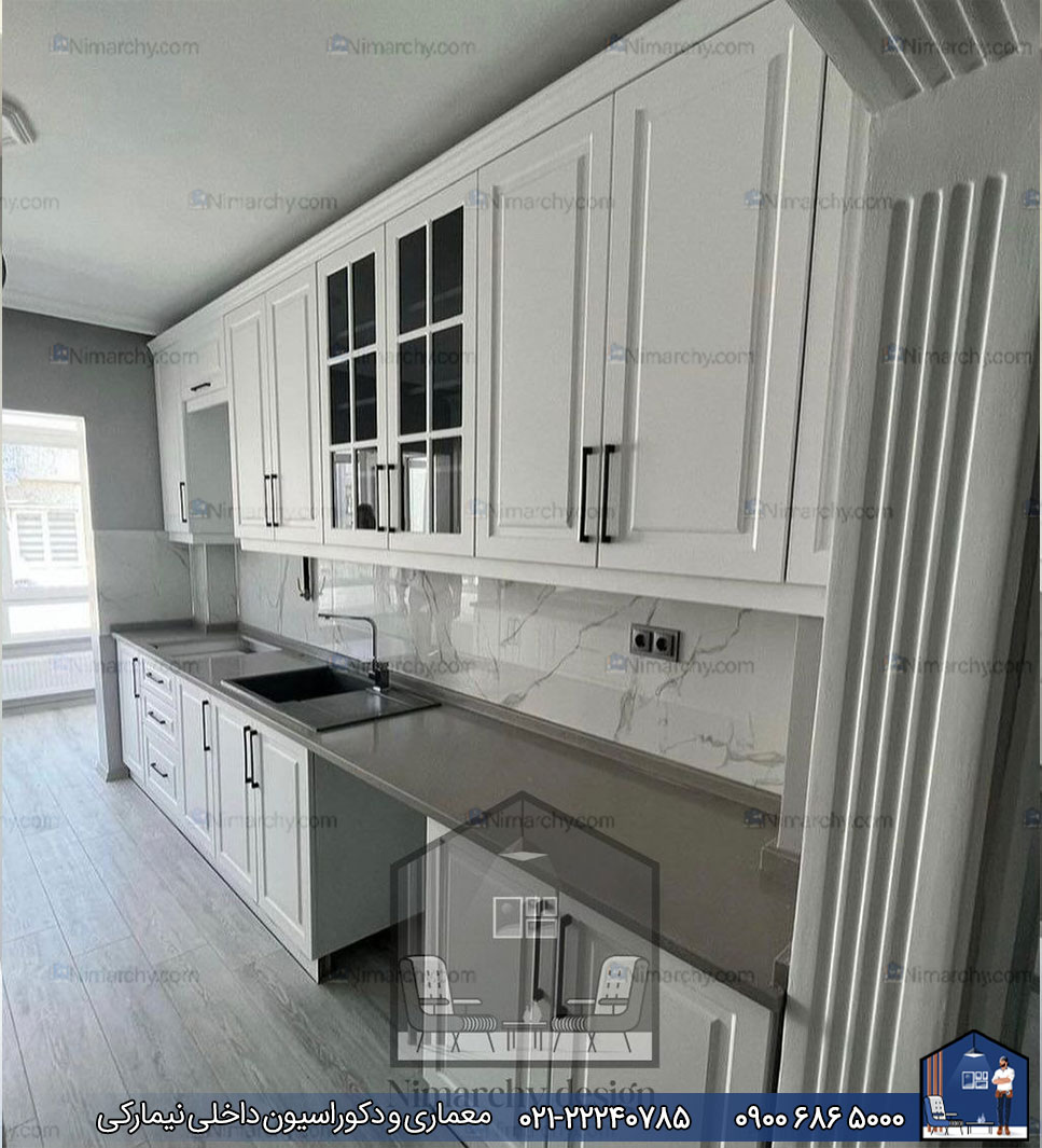 Nimarchy.com - کابینت آشپزخانه نئوکلاسیک سوپرمات پروژه ستارخان