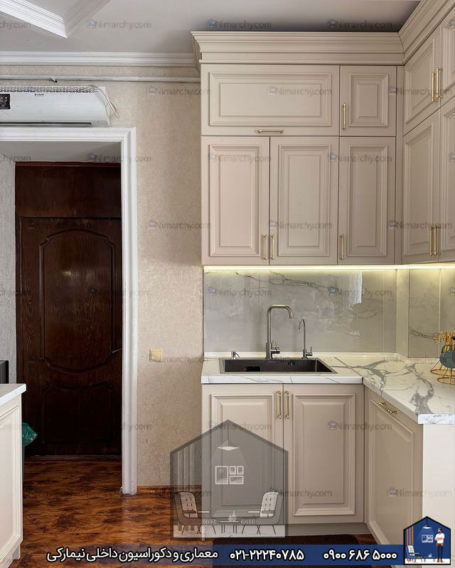 Nimarchy.com - کابینت آشپزخانه نئوکلاسیک (پلی اورتان) پروژه سیرجان