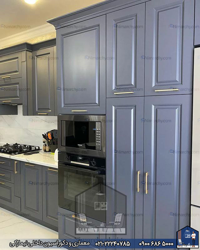 Nimarchy.com - کابینت نئوکلاسیک با رنگ خاص پروژه کامرانیه