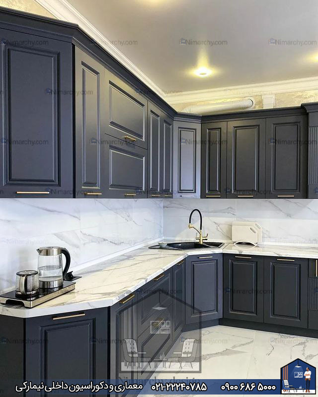 Nimarchy.com - کابینت نئوکلاسیک با رنگ خاص پروژه کامرانیه